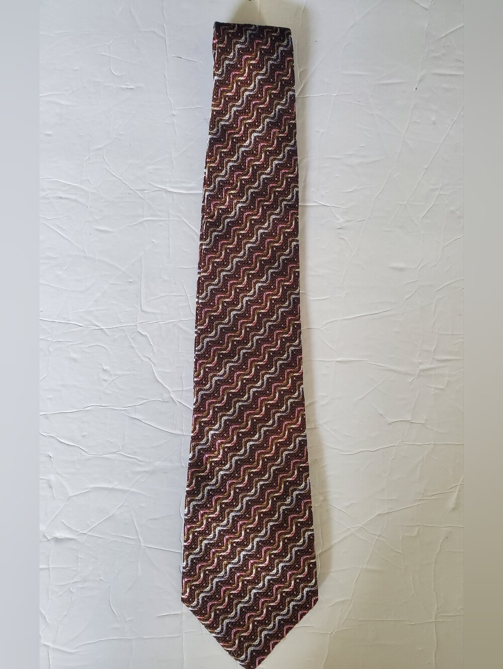 Missoni Designer Necktie Cravatte Multicolor Chevron 100% Silk Made In Italy
